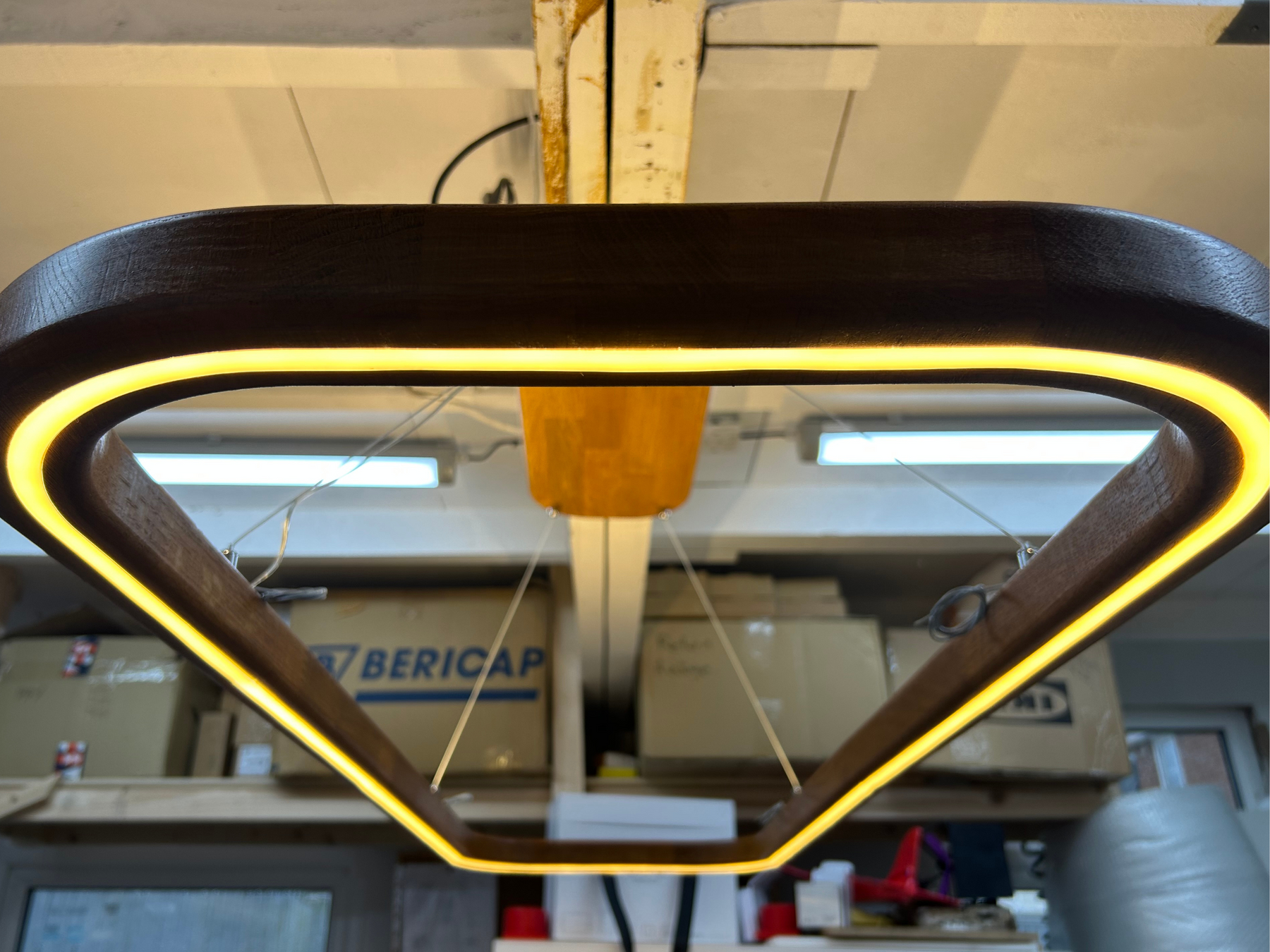 Pool Table Light Modern Oak Wood, Elegant High-quality Handcrafted Dimmable, Direct Indirect light, Dimmable LED.