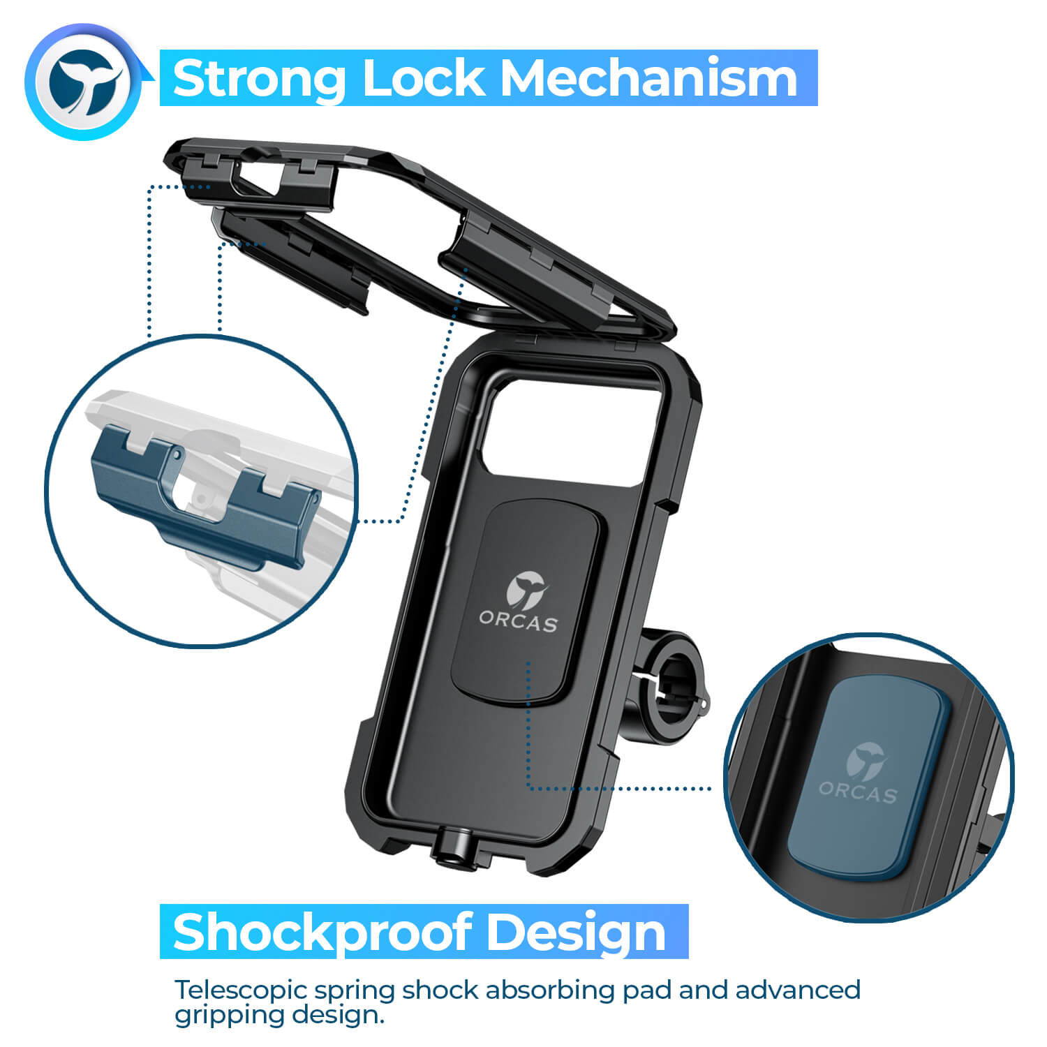 Orcas Motorbike Phone Holder Waterproof with Wireless