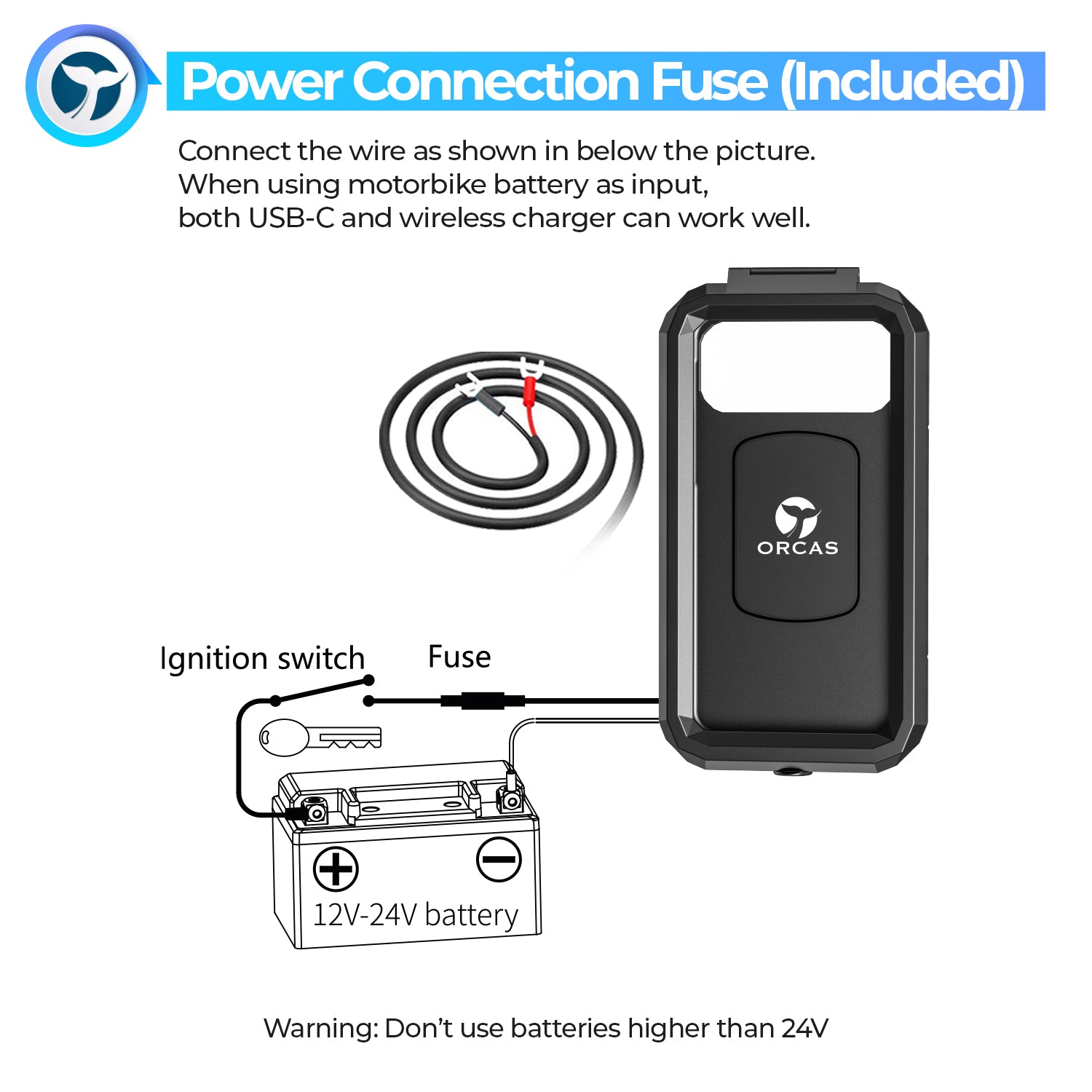 Orcas Motorbike Phone Holder Waterproof with Wireless