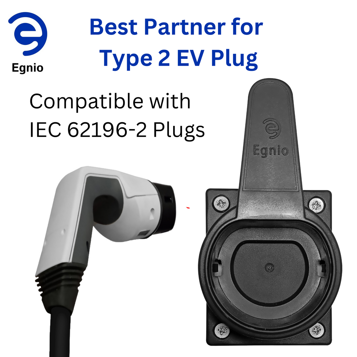 EGNIO Type 2 EV Cable Holder, Wall Mount Organiser for Electric Car with IEC 51296-2 Plugs, Weather Proof Holder for Most EU EVs Charging Cable Tidy, Including Mounting Kit Black