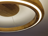 Handcrafted Walnut Wooden LED Ceiling Flush Mount Lamp with Dimmable Warm Light (remote control)