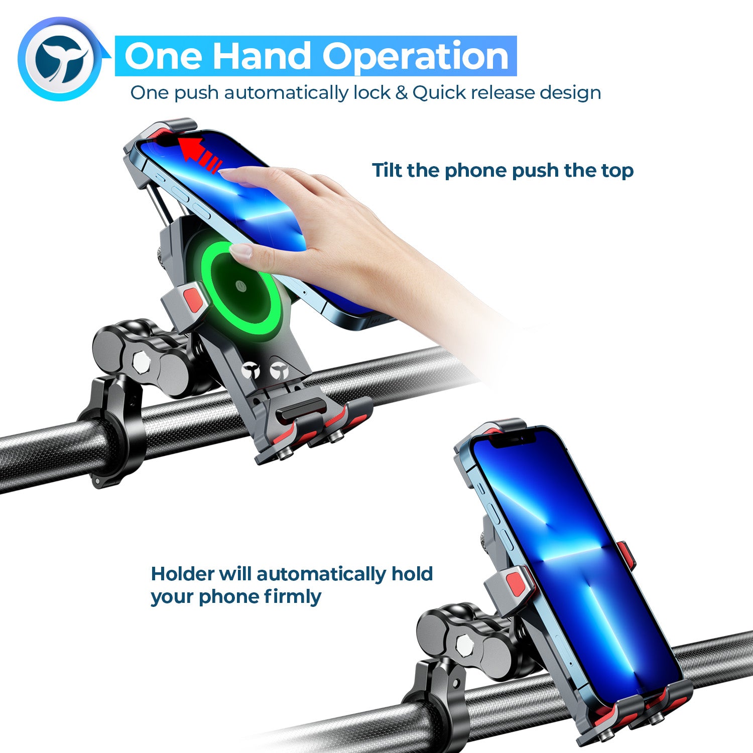 Orcas Motorbike Phone Holder Wireless Charger with Vibration Absorber