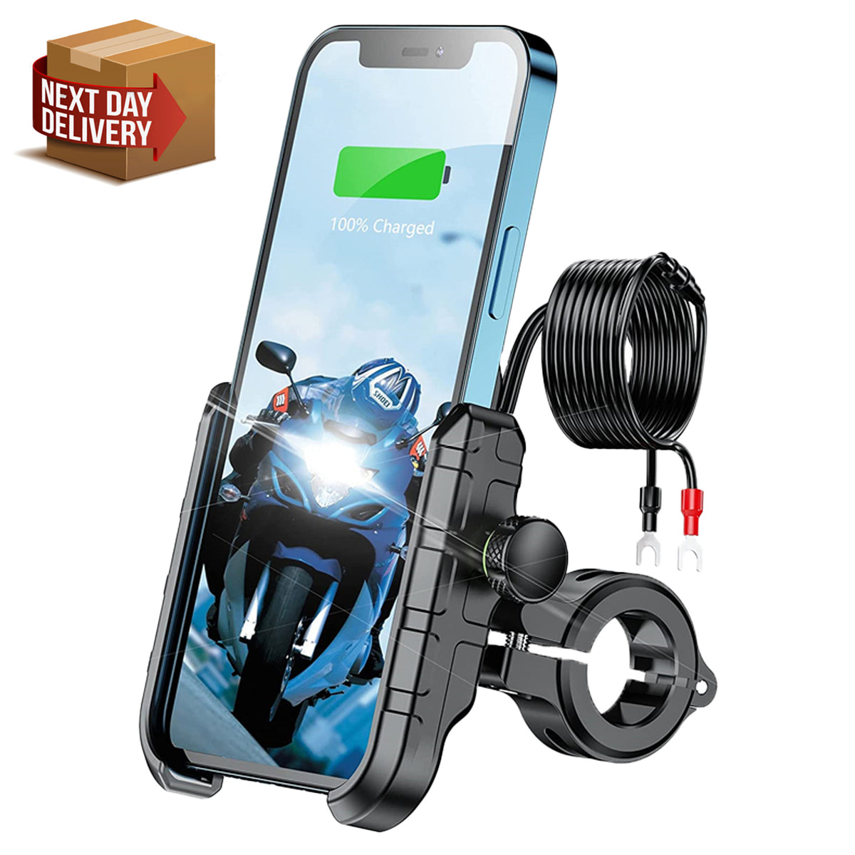 Motorcycle Phone Holder With Wireless Charger And Usb C, Ip66 Waterproof Motorcycle  Phone Holder For 4 - 7 Phones, One Hand Operation - Snngv